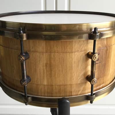 Scott’s Custom Drums 6 1/2”x14” oak stave snare drum 2024 - Natural lacquer image 12