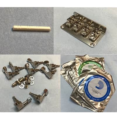 MORTone Electric guitar to mandocello conversion kit. Bridge, Nut, Tuning Pegs, Strings image 1