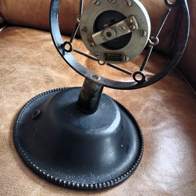 Vintage 1930s American Microphone Co. Carbon "Ring & Spring" Mic w/ Heavy Desk Base image 3