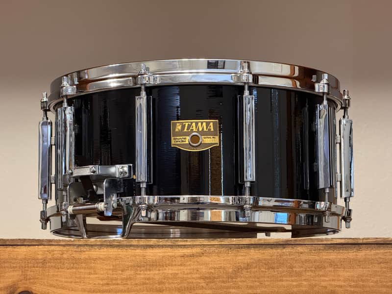 1980's Tama Artwood 6.5" x 14" Piano Black Lacquer Snare Drum image 1