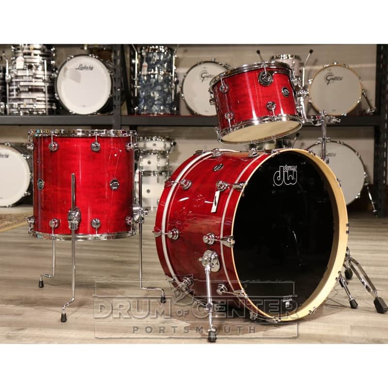 DW Performance 3pc Lacquer Drum Set 24/13/16 Cherry Stain image 1