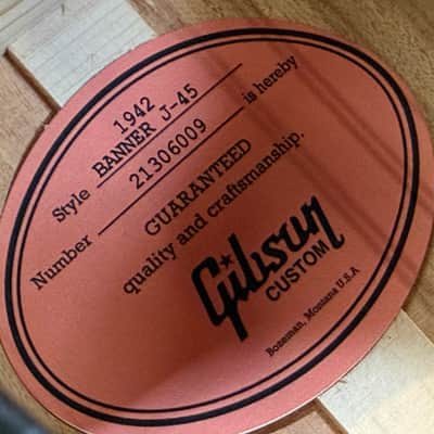 Gibson Custom J-45 1942 Banner Vintage Sunburst New Unplayed Auth Dlr 3lbs12oz #009 image 18
