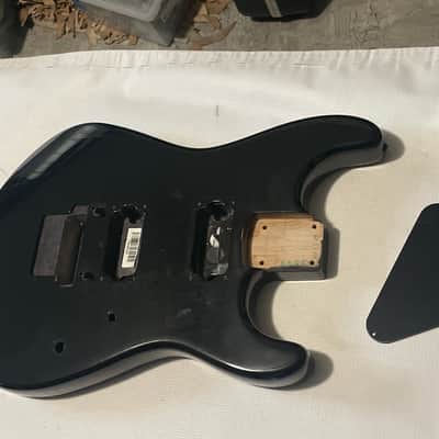 2008 Charvel USA San Dimas Black 2H Strat Shaped Guitar Body Floyd Ready image 2