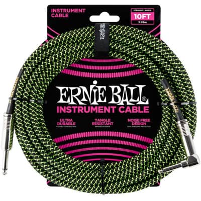 ERNIE BALL 6077 Instrumentenkabel Wkl-Kl 3m schwarz/grün image 1