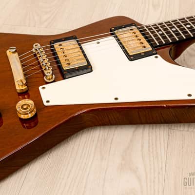 1990s Burny REX-80 Explorer Vintage Electric Guitar Walnut w/ Case, Japan Fernandes image 6