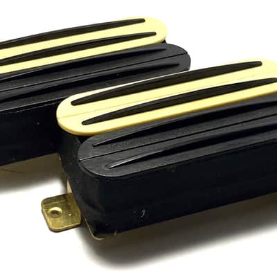 Dragonfire Quad Rail Humbuckers Four Blade Rail Style Passive 23K Pickup Set ~ Cream Black Zebra #3 w/ Black Rails image 2