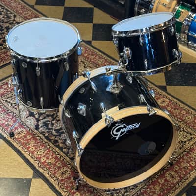 VINTAGE 1960's Gretsch Round Badge Rewrap in Black Nitron - 14x22, 9x13, 16x16 image 2