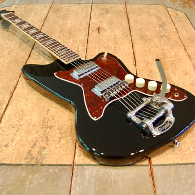 Silvertone 1478 Silhouette Reissue w/Waterslide Baritone Rubber Bridge Conversion, Harmony Offset Style w/Bigsby + Soft Case image 1