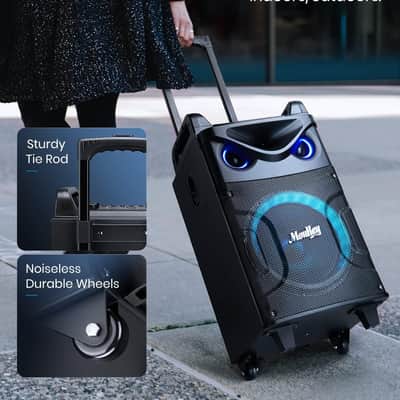 10" Karaoke Machine,Woofer, Portable PA System, Bluetooth Speaker with 2 Wireless Microphones, Lyrics Display Tablet Holder, Party Lights & Echo/Treble/Bass Adjustment Support REC/AUX/USB/TF image 6