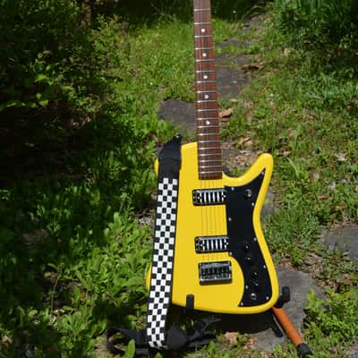 2023 Airline Bighorn Guitar in a TV Yellow finish w/New Black Dunlop Straploks & comes in a New Black Gator Hardshell Case ~ As New ! image 5