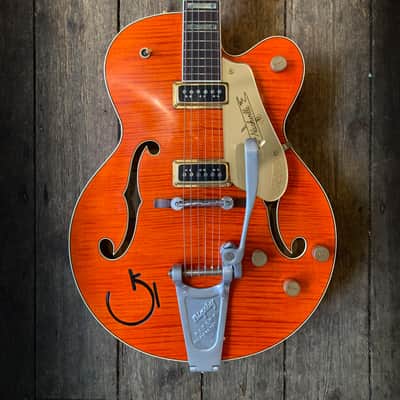 2017 Gretsch USA Custom Shop G6120WCST in Orange with orig. hard shell case and case candy image 1