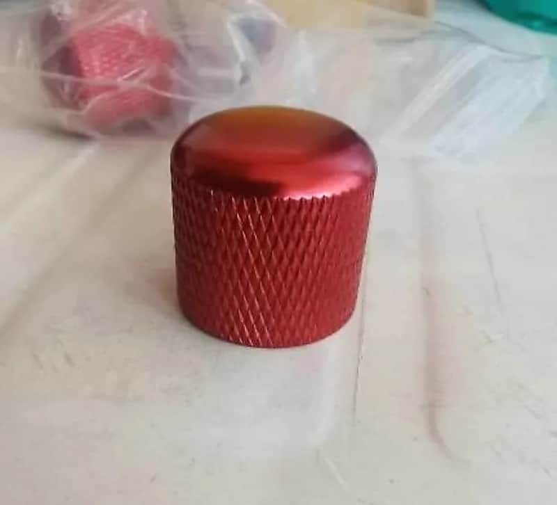 Red 3 Piece Guitar Bass Knobs image 1
