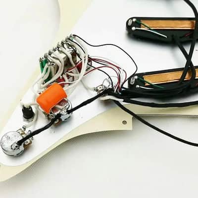 White Pearl Strat Style Guitar Multi Function Loaded Prewired Pickguard, Dual Rail Pickups image 5