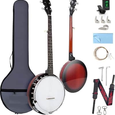 Banjo 5 String Banjos,Professional Full Size 38 Inch Open or Closed Back With Resonator, Bridge, Strings Pack, Finger Picks, Strap, Case, Tuner Accessories Set Gift Choice for Adults Beginner image 1