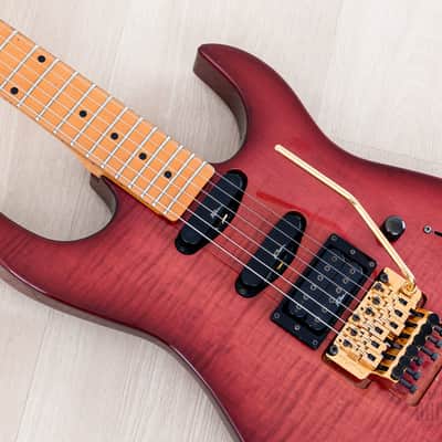 1990 BC Rich Gunslinger NJ Series SSH Flame Top Purple Sunburst w/ Floyd Rose & Case, Japan image 7