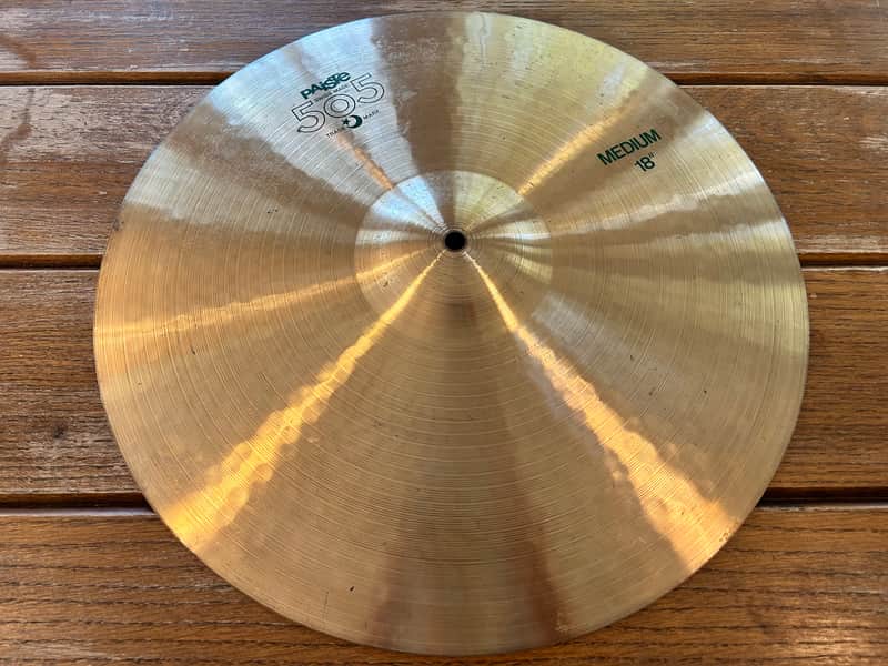 Vintage Paiste 505 18" Medium Crash Cymbal - Green Label image 1