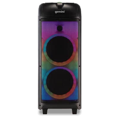 Gemini GPLT-360 1000W Dual 8" Portable Bluetooth Speaker with LED Party Lighting image 2