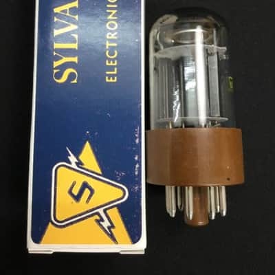 SYLVANIA 6SN7GTB Triangle Plates Brown Base AUDIO VACUUM TUBE Tested 2.1517-D image 2