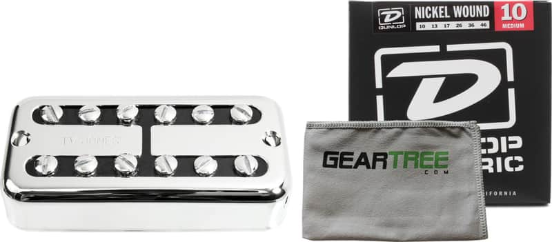 TV Jones FTB-UVCHM TV Classic Universal Mount Chrome Bridge Pickup w/ Polish Cloth and Pack of Strings image 1