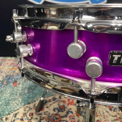 Russ McKinnon's, Tower of Power, Trick 14x4" Aluminum Snare Drum, Upgraded Throw-Off - Purple, 1989. Signed! image 7
