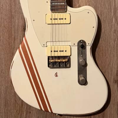 Big River “Jazzcaster” • Aged Vintage White over Met.Copper Nitro • Aged Maple/Rosewood/Binding/Blocks/Matching Headstock • A5P90 image 2