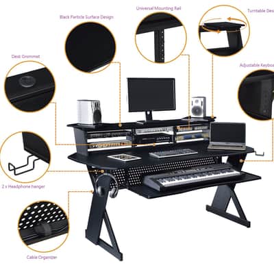 Musiea EX100 Series Music Recording Studio Desk Workstation with 3 x 4U Rack image 3