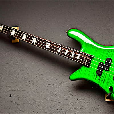 Spector Left Handed Euro 4LX 2016 Trans Green Flame Top Lefty Bass Guitar image 1