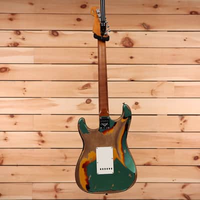 Fender Custom Shop Limited Roasted 1961 Stratocaster Super Heavy Relic - Aged Sherwood Green Metallic over 3 Color Sunburst-CZ563982 image 9