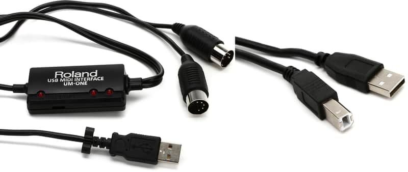Roland UM-ONE mk2 USB MIDI Interface Bundle with Hosa USB-215AB USB 2.0 Type A to Type B Cable - 15 foot image 1