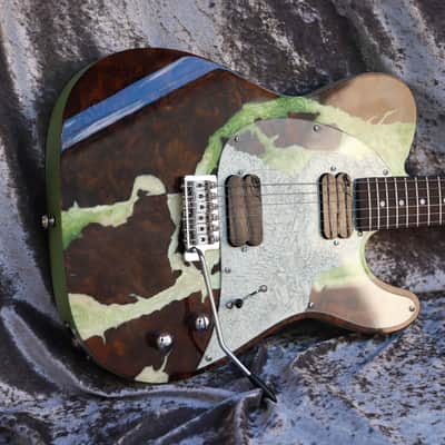 GB Liuteria Traditional Tele walnut burl and resin green image 15