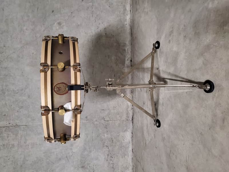 A&F Drum Co. Gunshot Snare 2021 Raw Brass With Wood Hoops image 1
