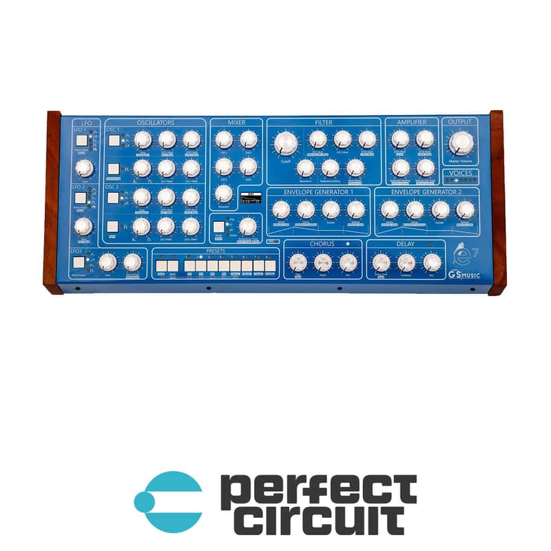 GS Music GS e7 Polyphonic Analog Synthesizer Desktop Module (Blue) image 1