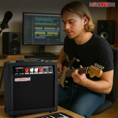 5 Core Guitar Amplifier 20W Electric Portable Mini Amp w Built in 6.5" Speaker Aux Headphone Jack image 13