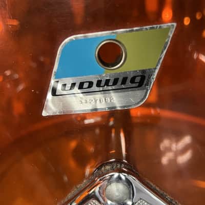 1974 Vintage Ludwig Vistalite 3-Piece Drum Set, Orange image 3