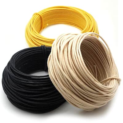 Gavitt Pushback Cloth Wire for Electric Guitar, 22awg Pre-tinned Stranded Copper Wire, 50 feet of Each Color, Black/White/Yellow image 1