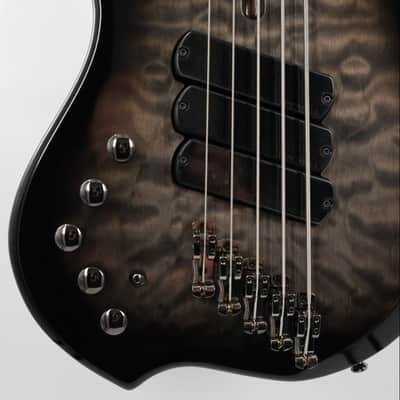Dingwall Left-Handed Combustion 3X 5-String Multi-Scale Bass - 3-Pickup Quilt Top 2-Tone Blackburst w/Maple Fretboard image 3