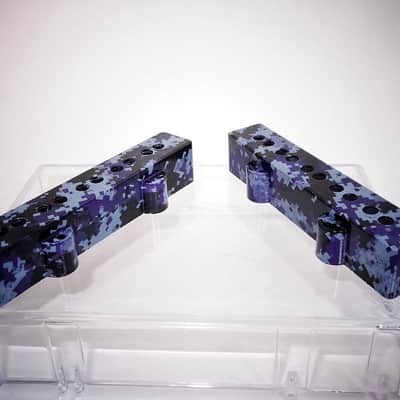Custom Fender Jazz Bass Pickup Covers (5 Str) 2016 Purple W/"Digital Camo" Graphics image 2