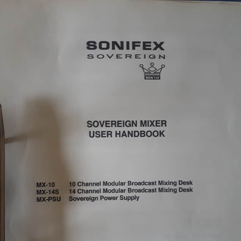 Sonifex Sovereign Mixer User Handbook for MX-10, MX-145 & MX-PSU 1995-97 image 1