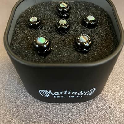Martin APP0015 Luxe Liquid Metal Bridge Pin Set - Gloss Black w/ Paua Abalone image 2