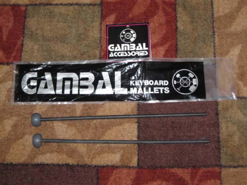 new old stock Gambal GPXH1 (UG13GPXH1) Glockenspiel, Bells, Xylophone Percussive Keyboard MALLETS, 1 & 1/4 inches Gray Very Hard Nylon Flat Ball Heads with Black Synthetic Shafts, with original packaging, from 1990s - early 2000s image 1