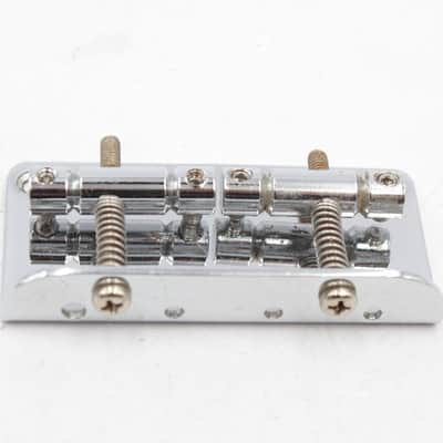 Traditional 2-Saddle 4-String Bass Guitar Bridge - Chrome, Top-Load, '51 P-Bass / Tele Bass Style with Screws image 6