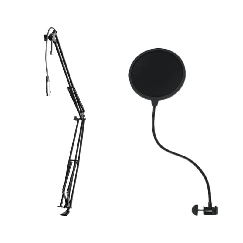 On-Stage MBS5000 Desk-Mounted Broadcast Microphone Boom Arm and Microphone Pop Filter image 1