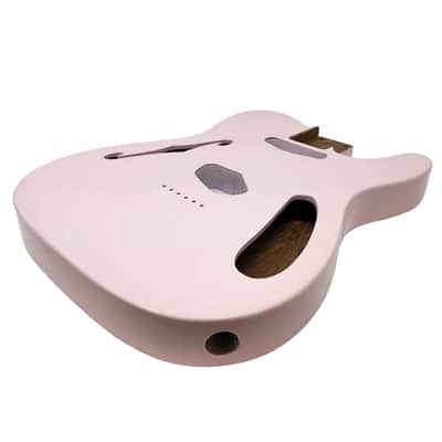 Brio Pink T-Style Thinline Guitar Body – Roasted Ash – Fender-Spec – Semi-Hollow image 1