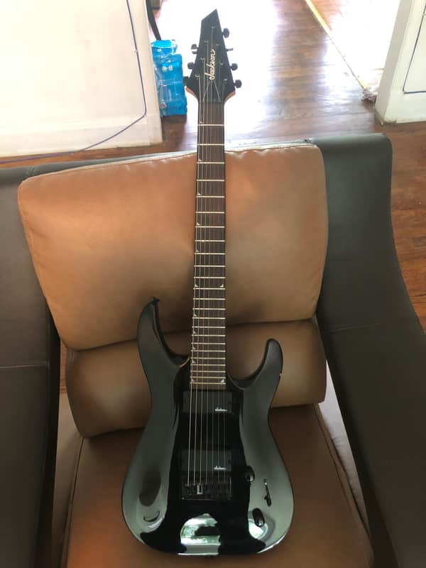 Jackson 7 string w/ EMG pickups + gig bag and cable. 2016/gloss black image 1