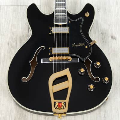 Mint Hagstrom '67 Viking II Hollow-Body Guitar, Resinator Fretboard, Black Gloss image 2