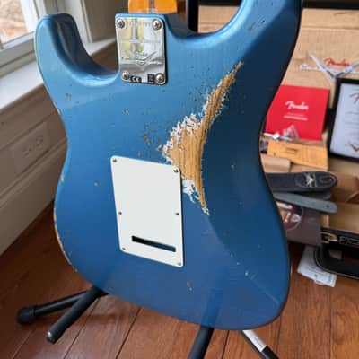 2025 Fender Custom Shop Stratocaster Custom Deluxe SR25 Matching Headstock Heavy Relic - Aged Lake Placid Blue image 12