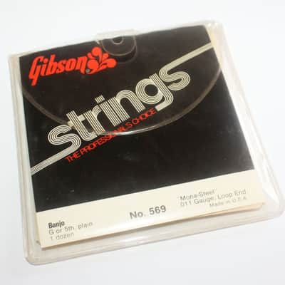 Vintage 1976 Gibson Mona-Steel Strings 1 Pack of 12 Strings Kalamazoo Set No 569 G or 5th Plain Case Candy 1970's image 1