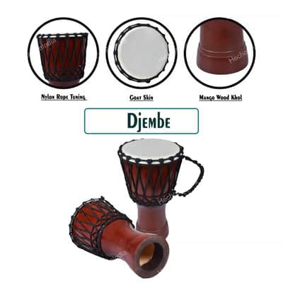 Solid Metalic Red African Djembe Drum Bongo Wood Good Sound Musical Instrument image 1