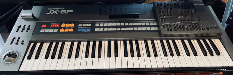 Roland JX-8P 61-Key Polyphonic Synthesizer with PG-800 Programmer 1984 - 1986 - Black image 1