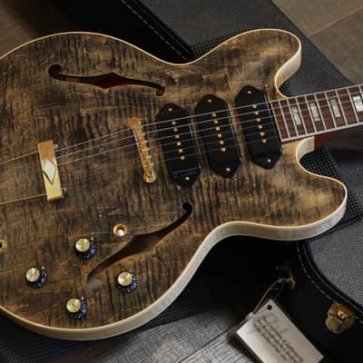 Unplayed! 2023 Gibson Custom Shop 1964 Reissue ES-335 M2M 3x P90 Semi-Hollow Electric Guitar Trans Ebony Black + OHSC image 3